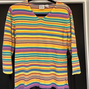 Vintage Field Gear Colorful Striped V-Neck Sweater